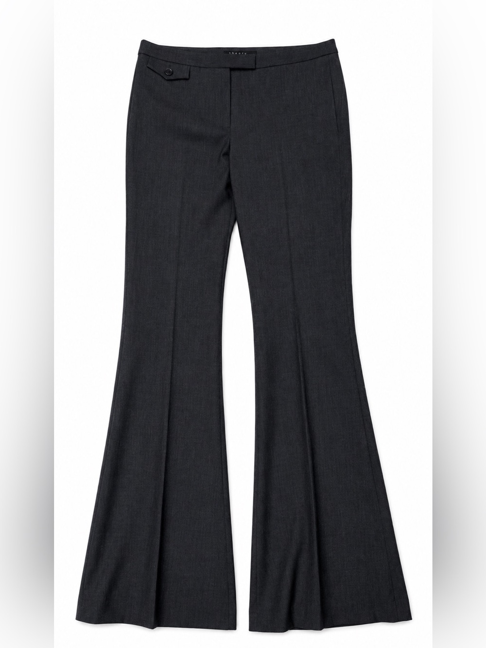 New Theory Dark Charcoal Grey Flared Dress Pants